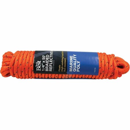 ALL-SOURCE 1/4 In. x 50 Ft. Orange Braided Reflective Polypropylene Packaged Rope 703155